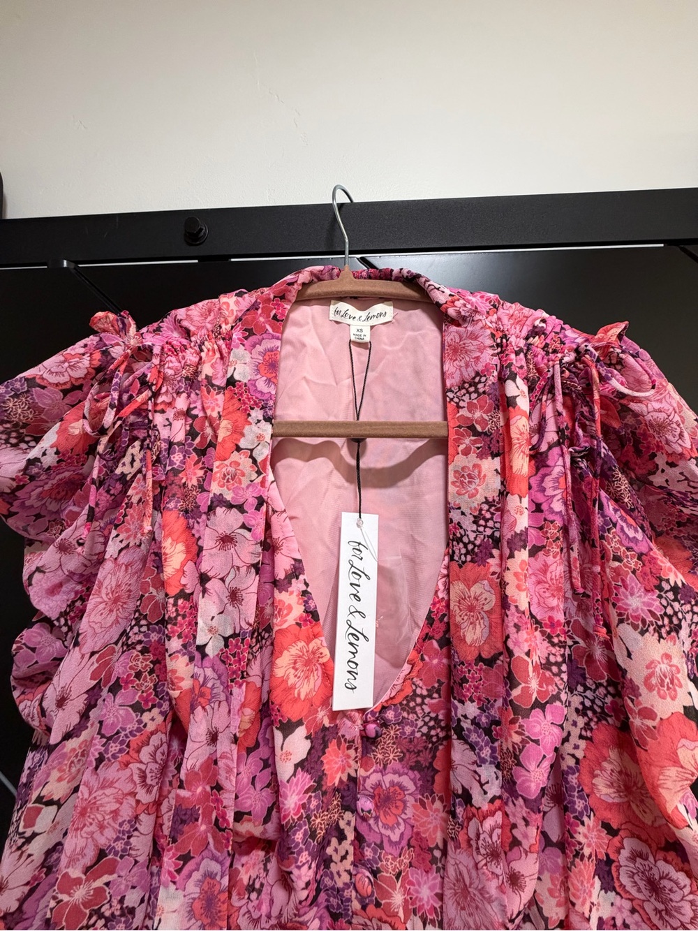 NWT For Love And Lemons Pink Floral Mini Dress - Picture 5 of 5